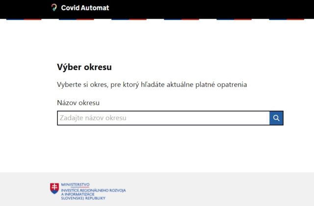 Digitálny COVID automat vám ukáže, aké opatrenia proti koronavírusu platia na Slovensku v jednotlivých okresoch