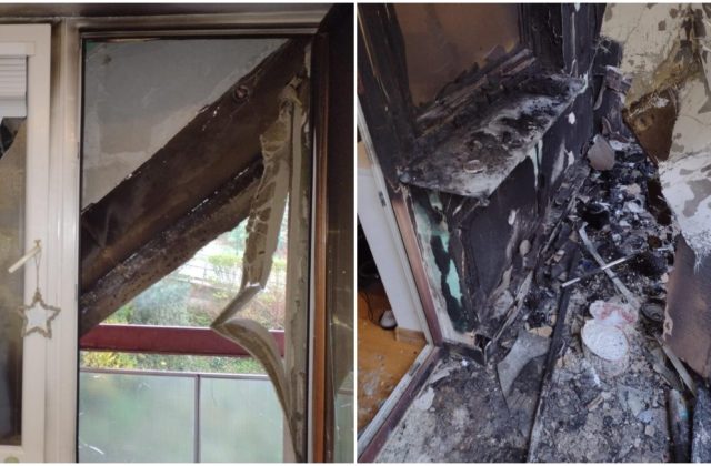 Hasiči zasahovali pri požiari bytu v bratislavskej Dúbravke, plamene poškodili auto či fasádu (foto)