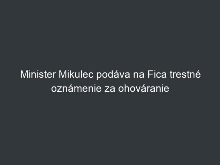 Minister Mikulec podáva na Fica trestné oznámenie za ohováranie
