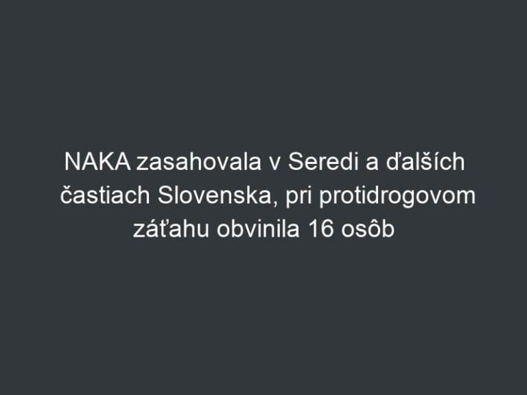 NAKA zasahovala v Seredi a ďalších častiach Slovenska, pri protidrogovom záťahu obvinila 16 osôb