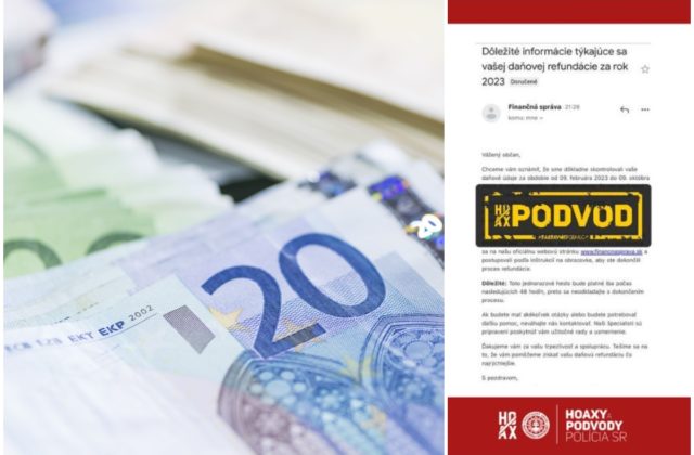 Podvodníci zneužívajú meno Finančnej správy, sľubujú nárok na refundáciu daňového preplatku