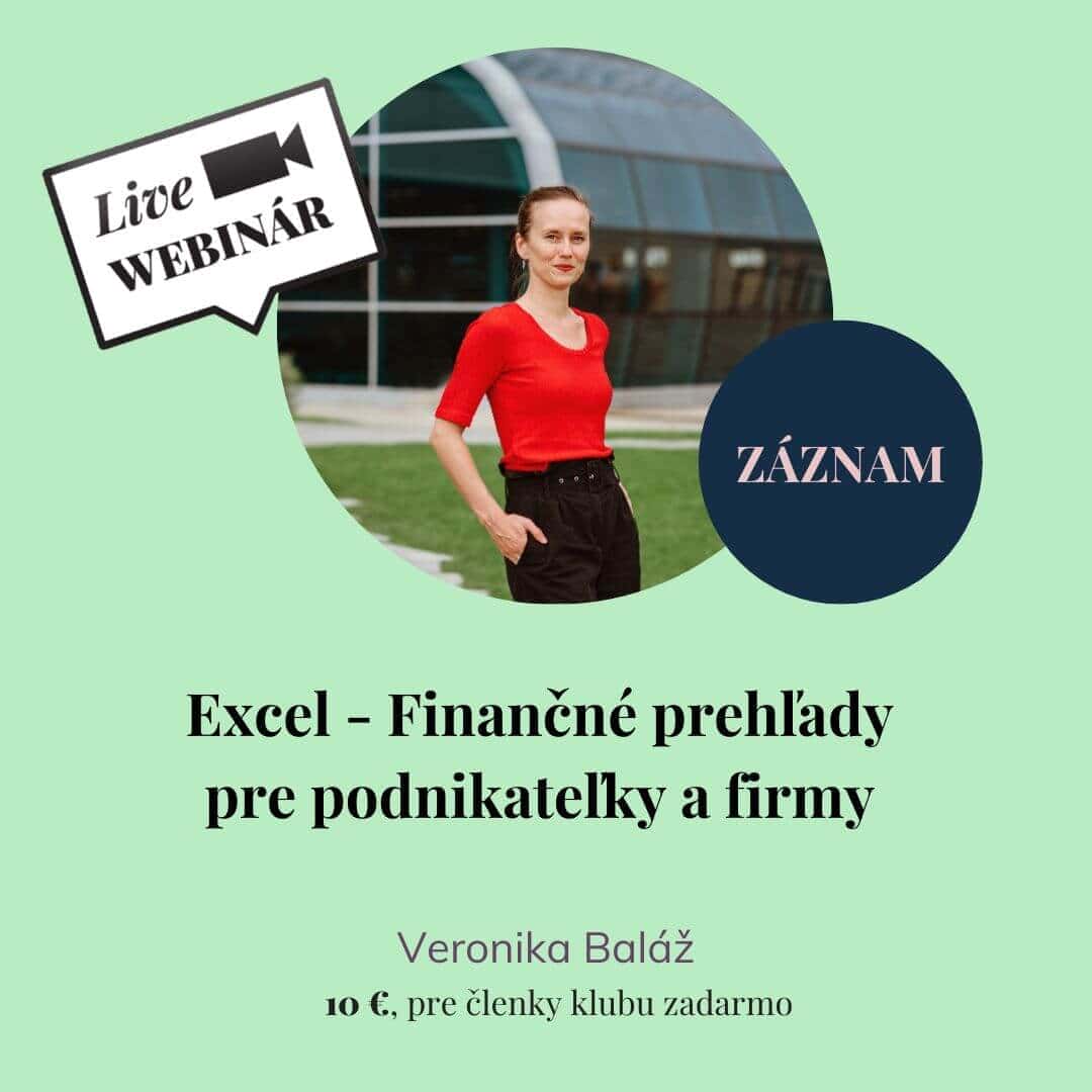 ZÁZNAM - EXCEL FINANČNÉ PREHĽADY PRE PODNIKATEĽKY A FIRMY