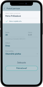 365.bank. Overenie príjemcu -zhoda