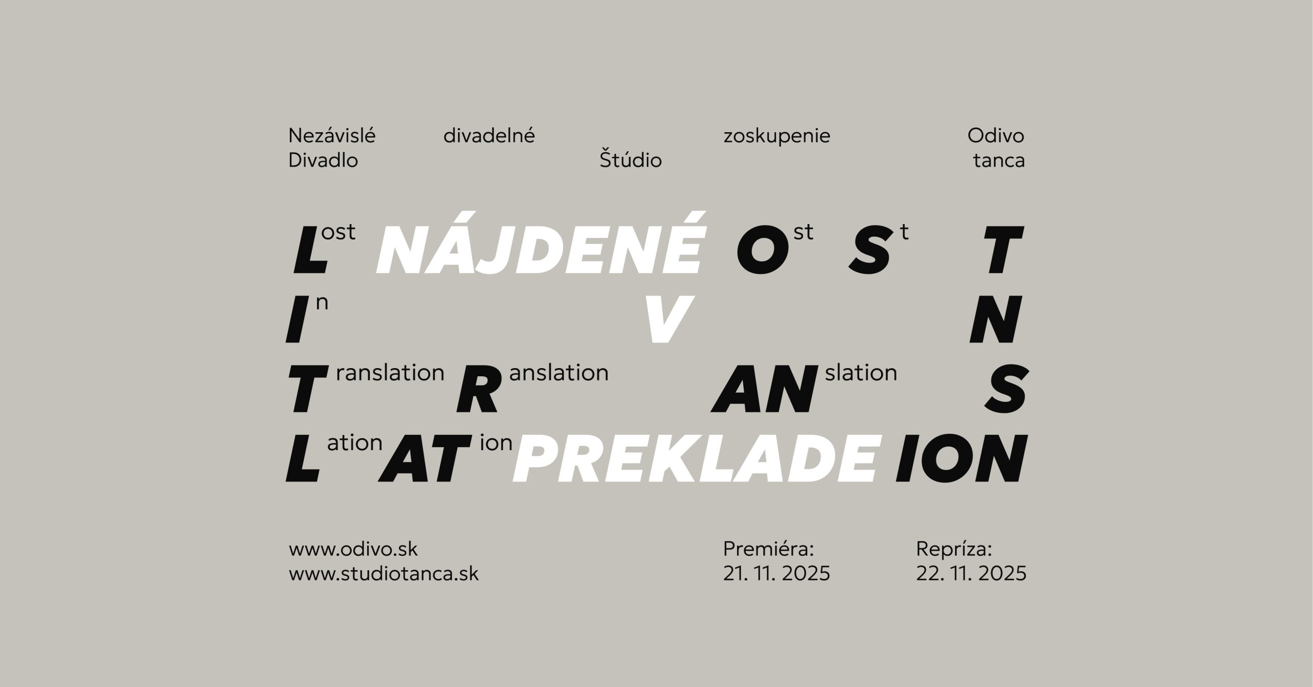 Pozvánka na premiéru v Divadle Štúdio tanca: Stratené aj nájdené v preklade