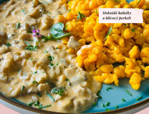 Hokkaidó halušky a hlivový perkelt, zdroj obrázkov: Archív Akčné ženy