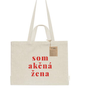 EKO Plátená biela taška - Som akčná žena s dvoma uškami
